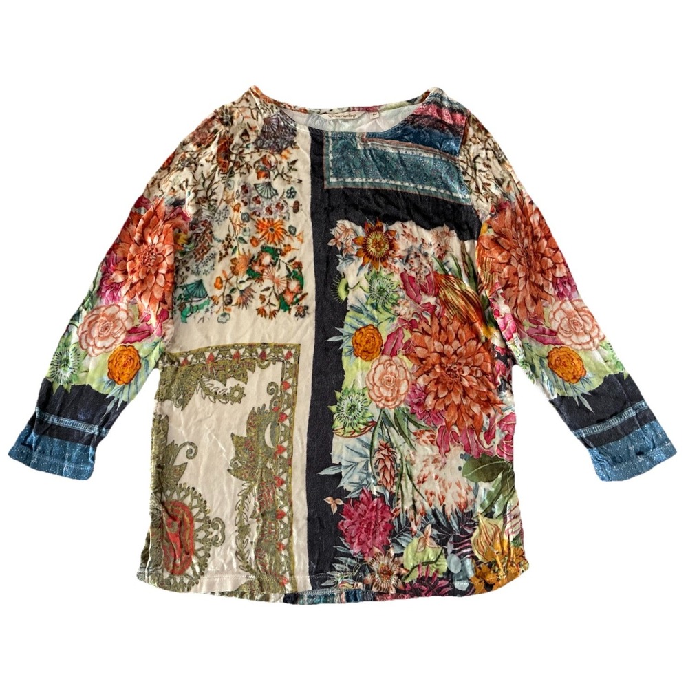 SOFT SURROUNDINGS Ashbury Tunic PXS Garden Floral Crushed‎ Velvet Cottage Boho - Picture 3 of 10